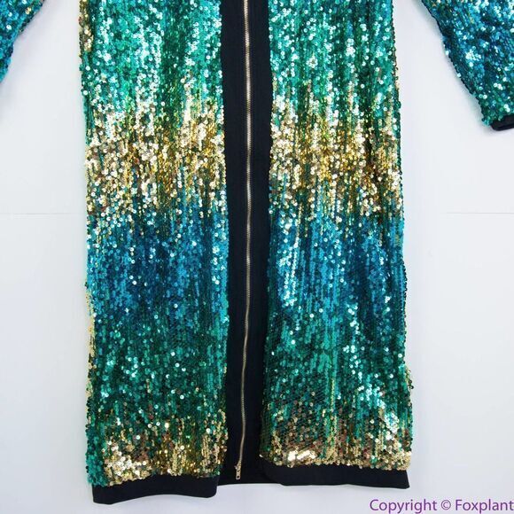 NEW Ashley Stewart green gold blue‎ sequin bodycon dress, 14/16 - Picture 4 of 16